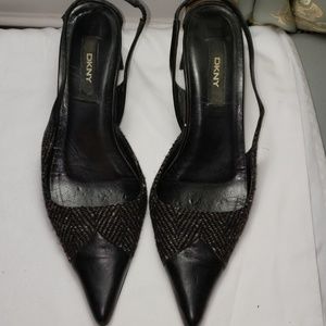 DKNY Black 7 slingback pumps